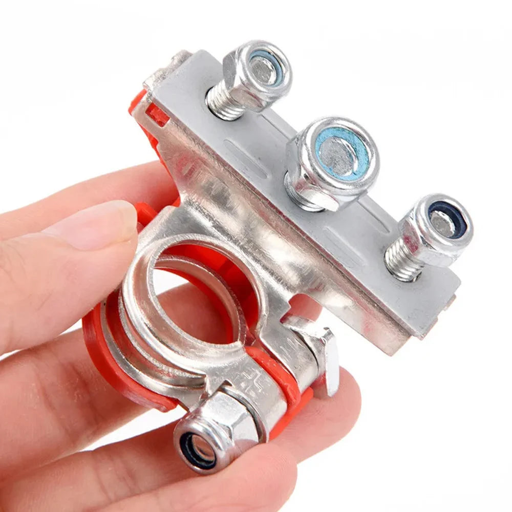 Pair Top Post Battery Terminal Connector Clamp Kit Positive Negative Car Boat