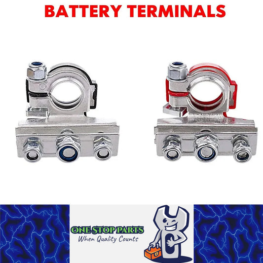 Pair Top Post Battery Terminal Connector Clamp Kit Positive Negative Car Boat