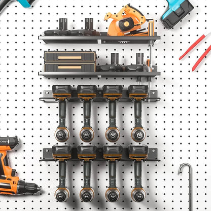 2 x Power Tool Wall Mount Holder Heavy Duty Pegboard Wall Storage Rack Tool Set