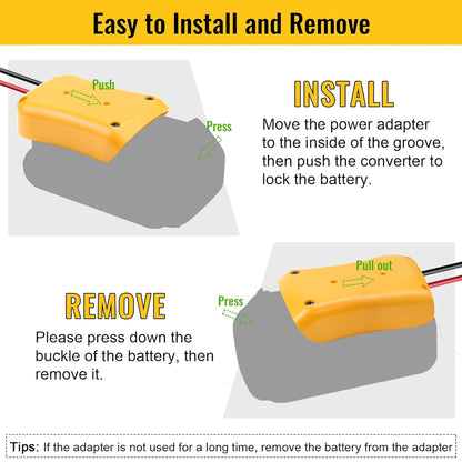 2 x Power Wheel Battery Adapter Converter with Switch for Dewalt 18V 20V Battery