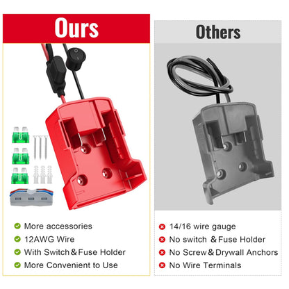 2 x Power Wheel Battery Adapter Converter with Switch for Milwaukee M18 Battery