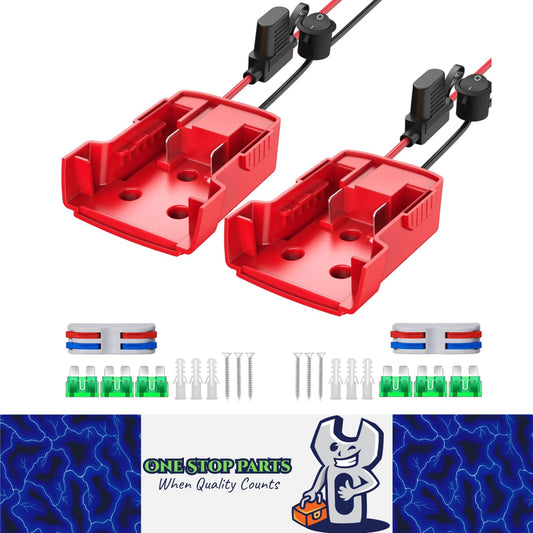 2 x Power Wheel Battery Adapter Converter with Switch for Milwaukee M18 Battery