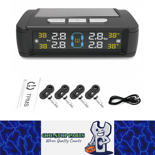 Tyre Pressure Monitor System TPMS Solar USB Tire Alarm with 4 Internal Sensors