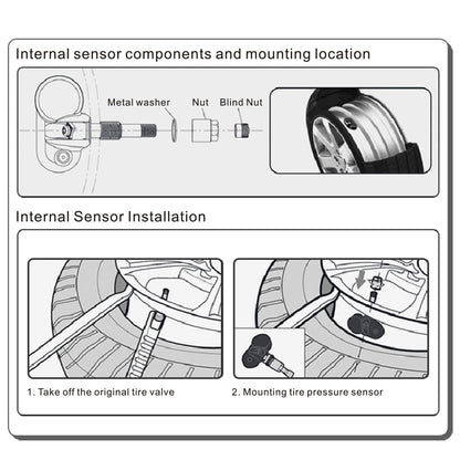 Tyre Pressure Monitor System TPMS Solar USB Tire Alarm with 4 Internal Sensors