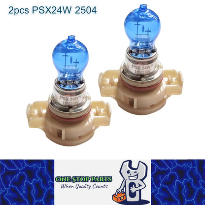 2 x PSX24W 2504 Fog Light Globes 5200K Super White Halogen Globes Fog Lights DRL
