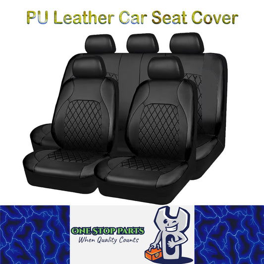 Black PU Leather Car Seat Cover Full Surrounded Seat Protector Universal Size
