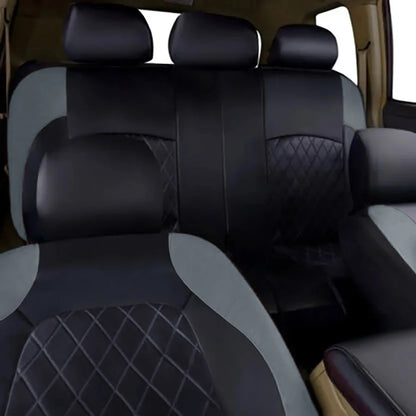 Grey PU Leather Car Seat Cover Full Surrounded Seat Protector Universal Size