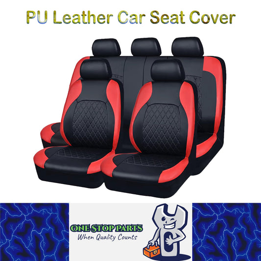 Red PU Leather Car Seat Cover Full Surrounded Seat Protector Universal Size