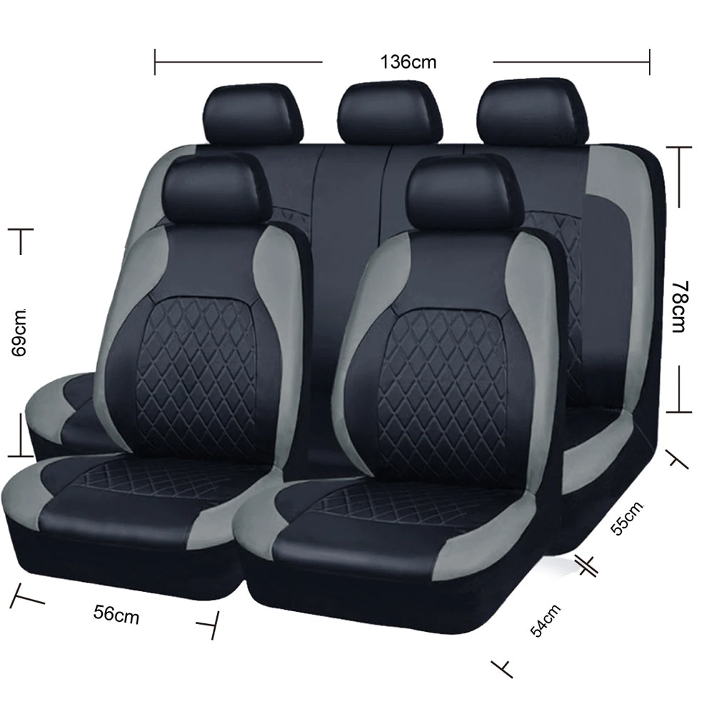 Red PU Leather Car Seat Cover Full Surrounded Seat Protector Universal Size
