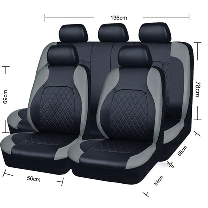Red PU Leather Car Seat Cover Full Surrounded Seat Protector Universal Size