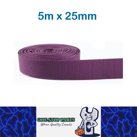 5m x 25mm Purple Nylon Webbing Strap Safety Belt Knapsack Bag Leash DIYCrafting