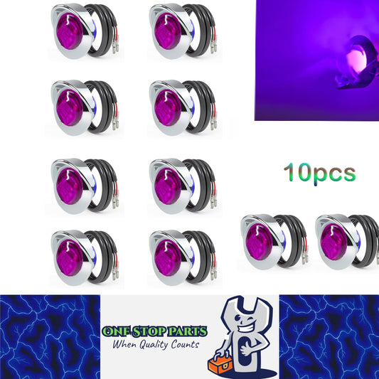10 x Purple Round LED Side Marker Lamps 1.9CM 12V-24V LED Indicator Lights