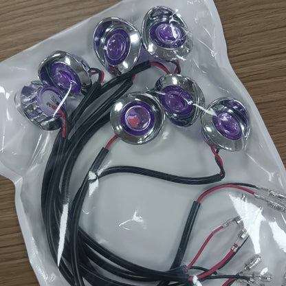10 x Purple Round LED Side Marker Lamps 1.9CM 12V-24V LED Indicator Lights