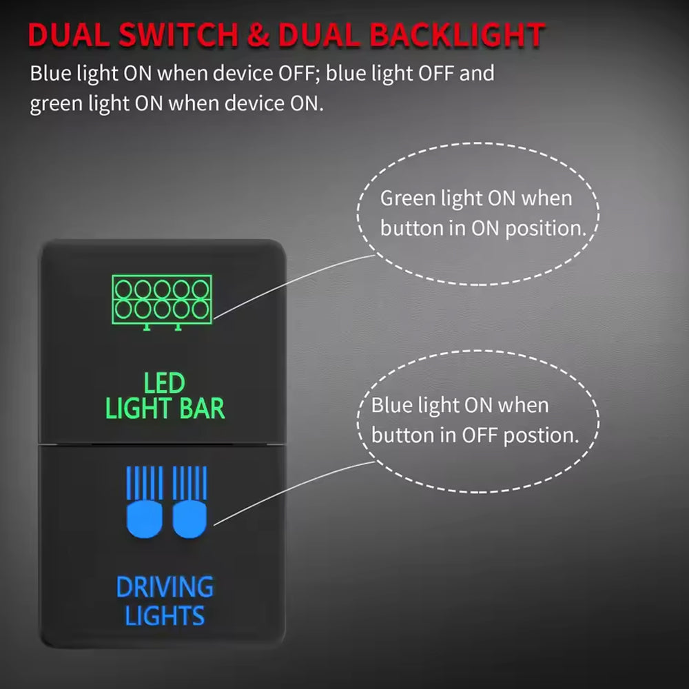 12V Car Dual Push Button Switch for Toyota LED Light Bar and Driving Light