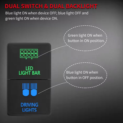 12V Car Dual Push Button Switch for Toyota LED Light Bar and Driving Light