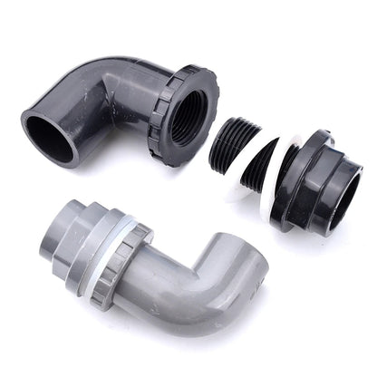 ID50mm White PVC Aquarium 90° Elbow Drainage Connector Fish Tank Overflow Joint