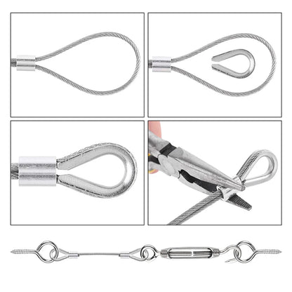 100m x 2mm PVC Coated 304 Stainless Steel Cable Kit with 72 Accessories WireRope