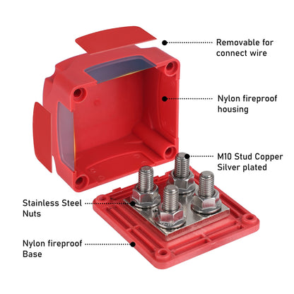 1 x 400A Bus Bar 12-48V 4x M10 Terminals Studs Marine Boat RV Ute Distribution