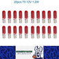 20 x 12V 1.2W T5 Wedge RED Globes TYPE T-5mm Dashboard Coated Globes (20pcs)