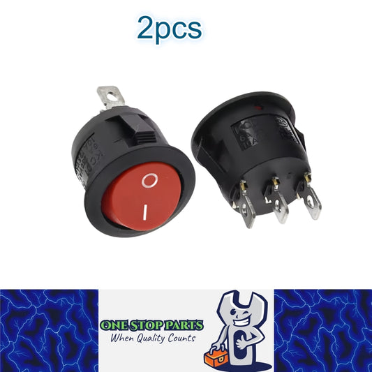 2 x Round Rocker Switch Car Boat Dashboard 3 Pin ON/OFF Power Switch Red Button