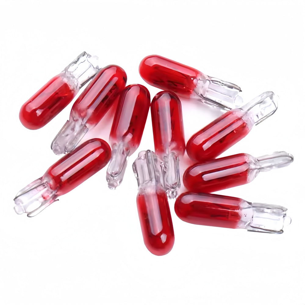 10 x 12V 1.2W T5 Wedge RED Globes TYPE T-5mm Dashboard Coated Globes (10pcs)