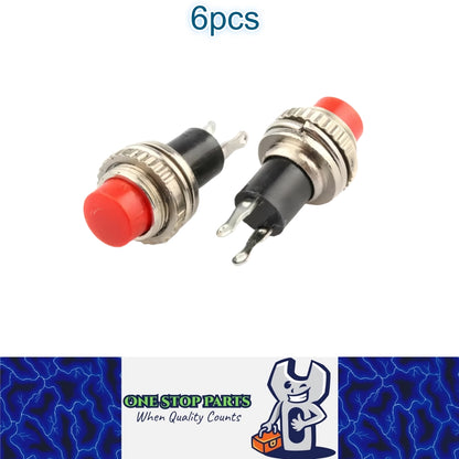 6 x Red Push Button Switches Panel Mount 10mm Momentary OFF/ON SPST Switches Top