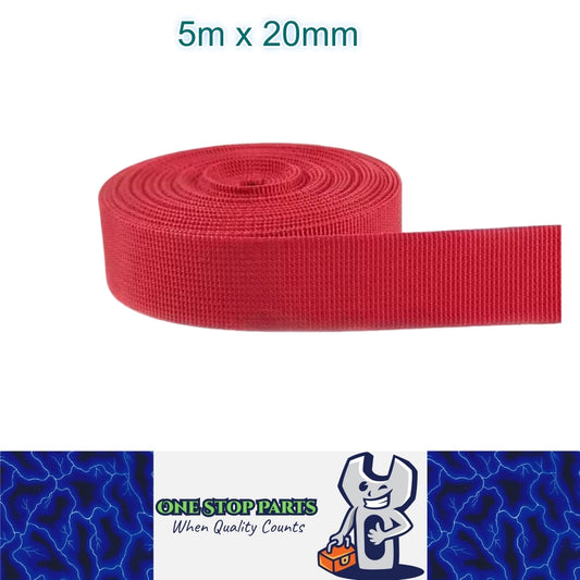 5m x 20mm Red Nylon Webbing Strap Safety Belt Knapsack Bag Leash DIY Crafting