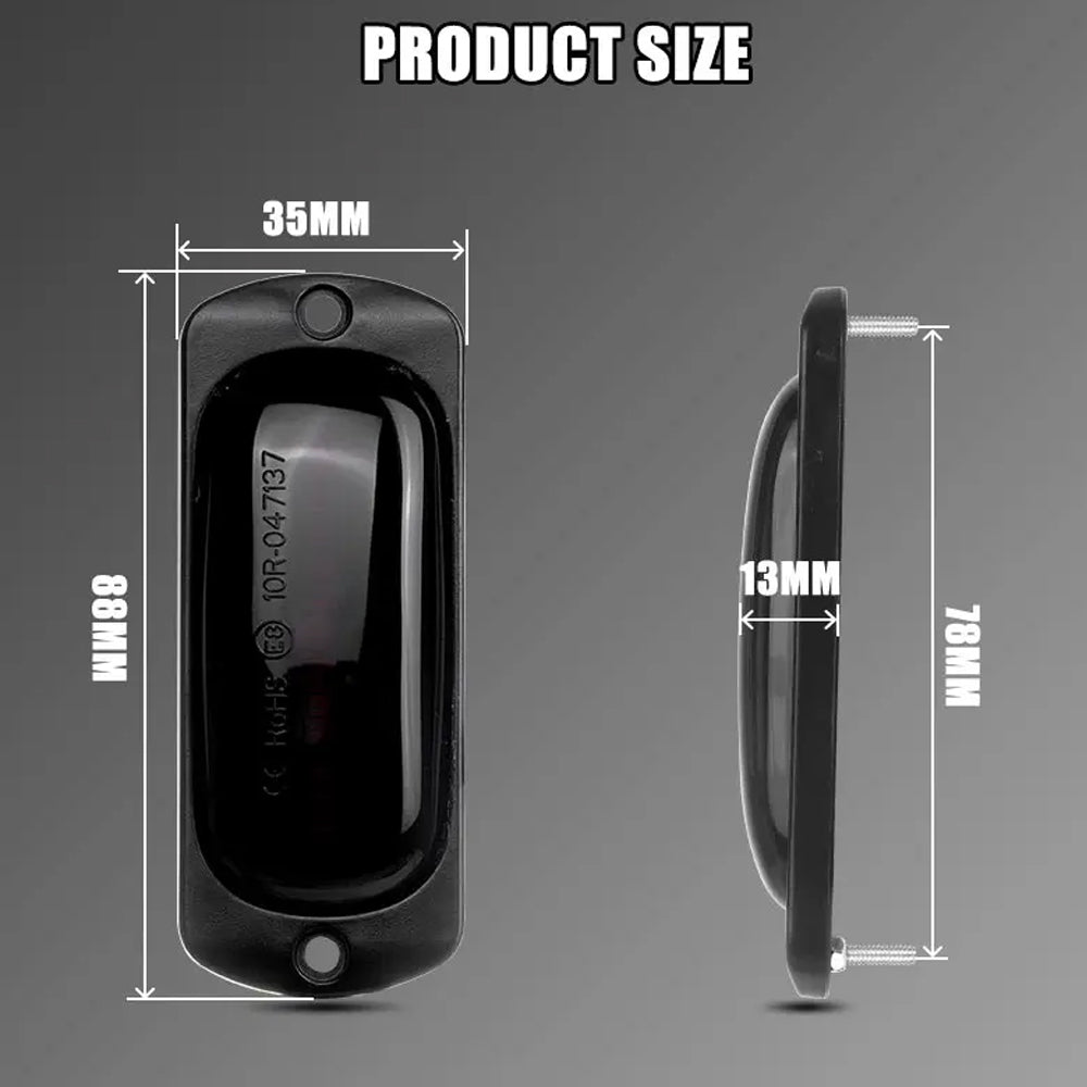 2 x Red LED Rear Marker Lamps 88x35mm 12V-24V 12LEDs Rear Marker Lights