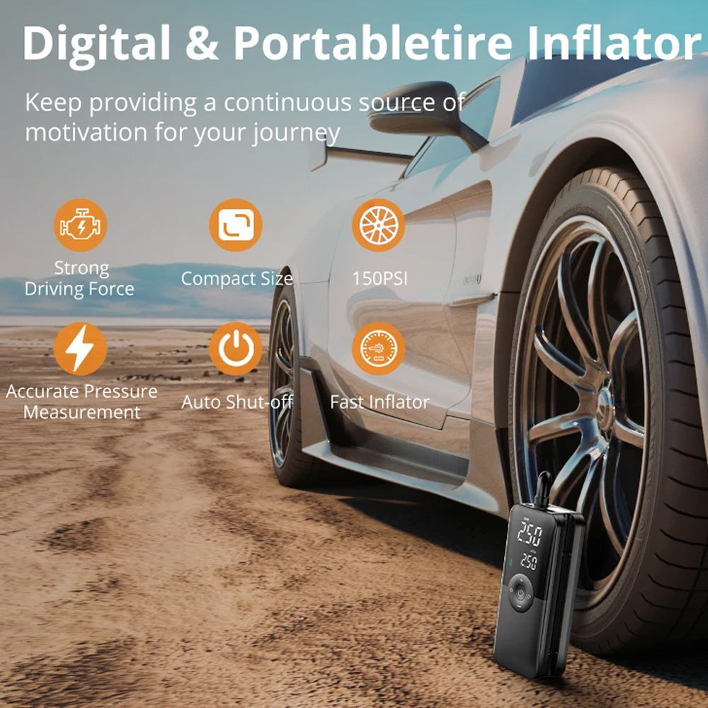 Rechargeable Portable  Tire Inflator 150psi Air Pump Compressor Car Bicycle Ball