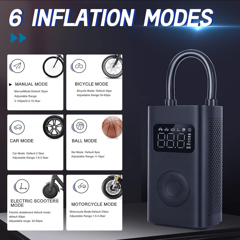 Portable Rechargeable Tire Inflator 150psi Air Pump Compressor Car Bicycle Ball
