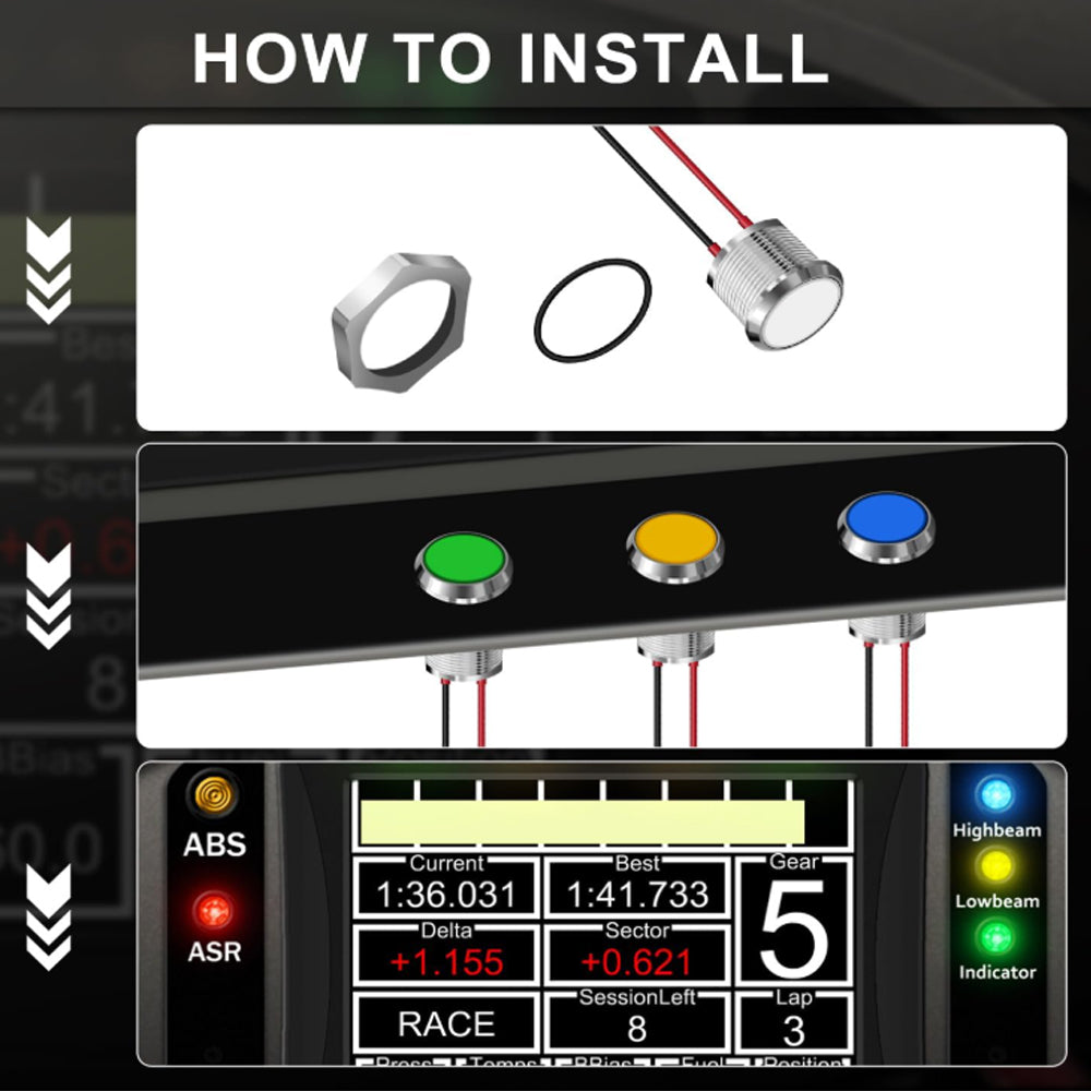 2 x Red LED Indicator Light 10mm Metal 12V-24V Pilot Signal Lamp IP67 Car Boat