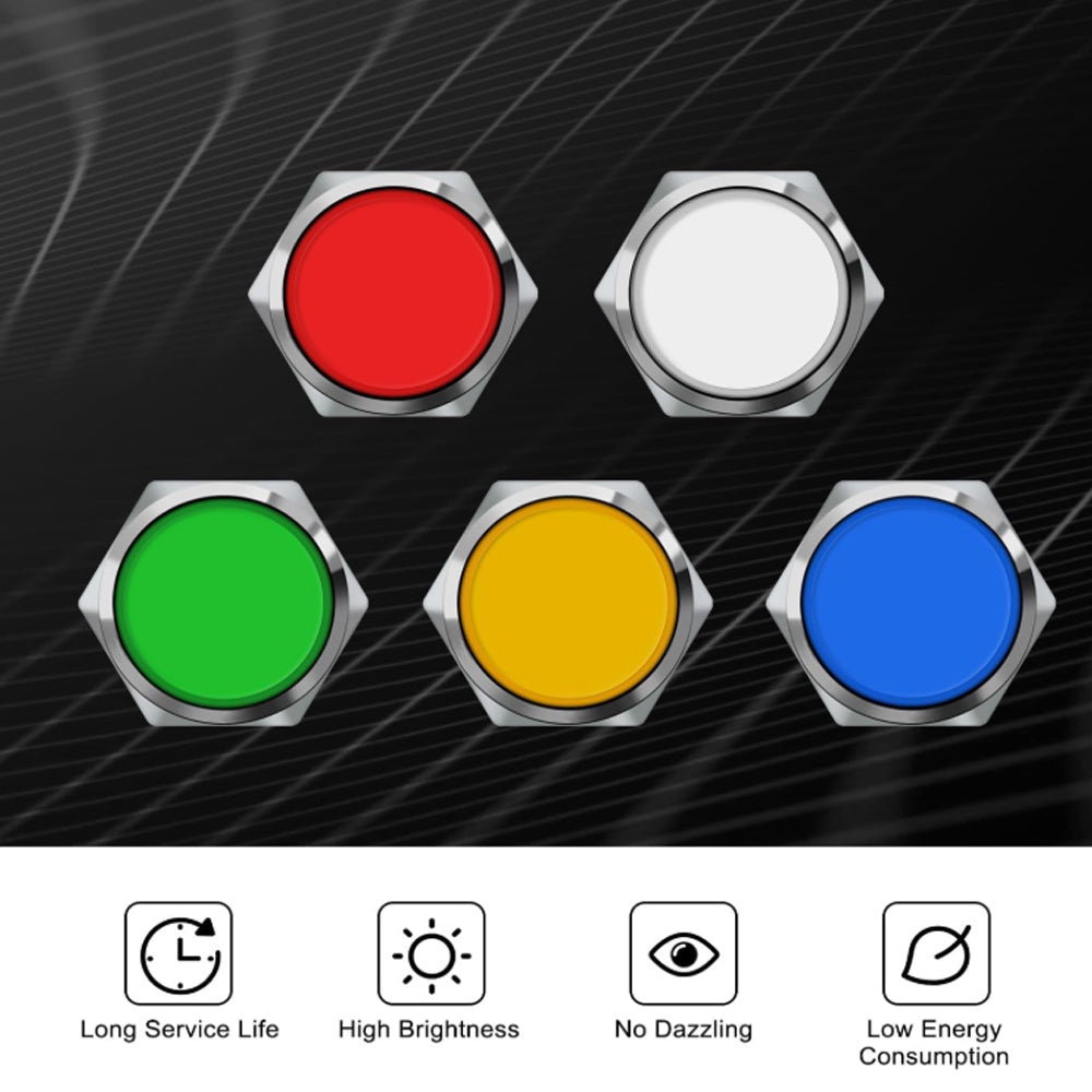 2 x Red LED Indicator Light 12mm Metal 12V-24V Pilot Signal Lamp IP67 Car Boat