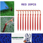 20 x Red Tent Stakes 18CM Tri-Beam Tent Pegs with Rope Ground Nails Stakes