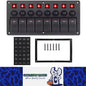 8 Gang Rocker Switch Panel Red LED Lights Pre-Wired with Circuit Breakers