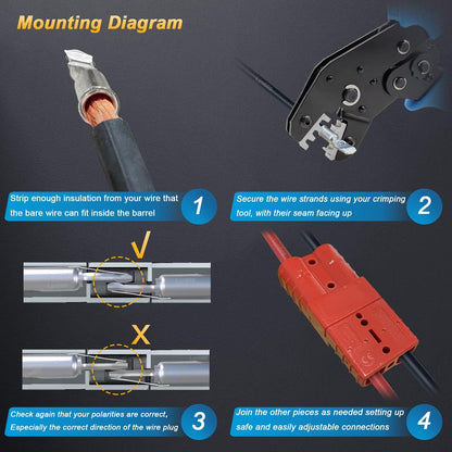 4 x 50A Red Anderson Style Sockets Plugs 50 Amp for Caravan and Camping (4pcs)