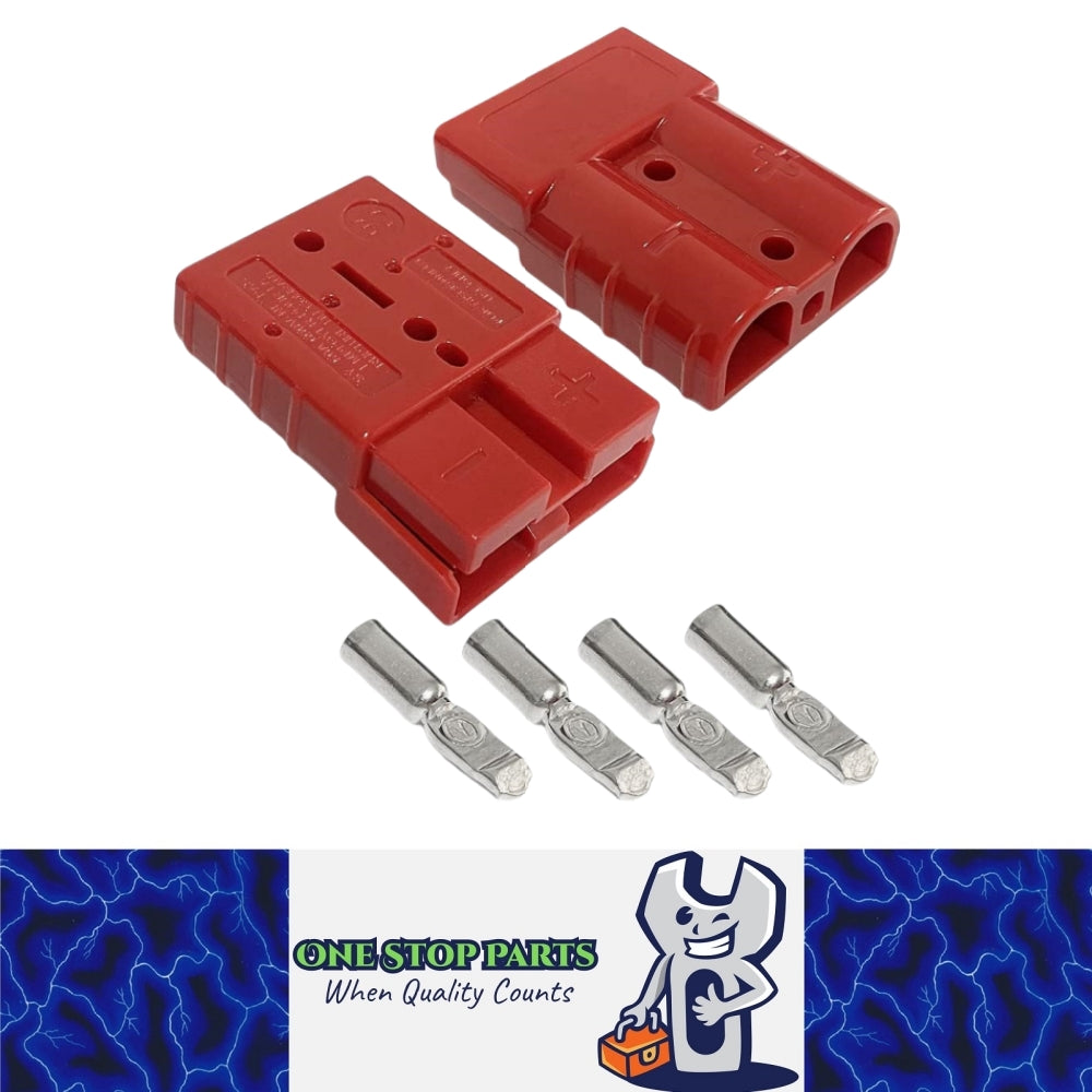 2 x 50A Red Anderson Style Sockets Plugs 50 Amp for Caravan and Camping (2pcs)