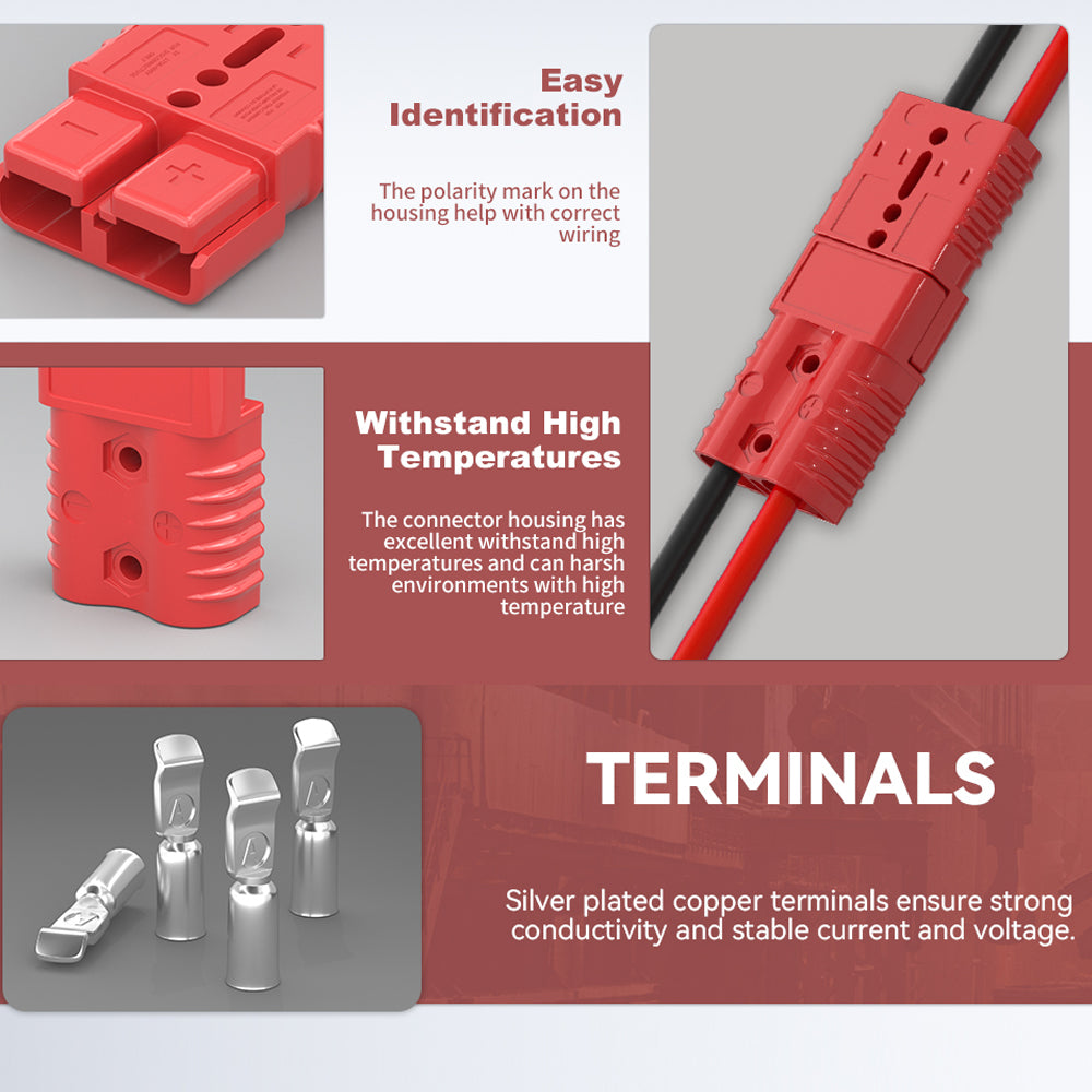 4 x 175A Red Anderson Style Sockets Plugs 175 Amp Kit with Cover and Entry Boot