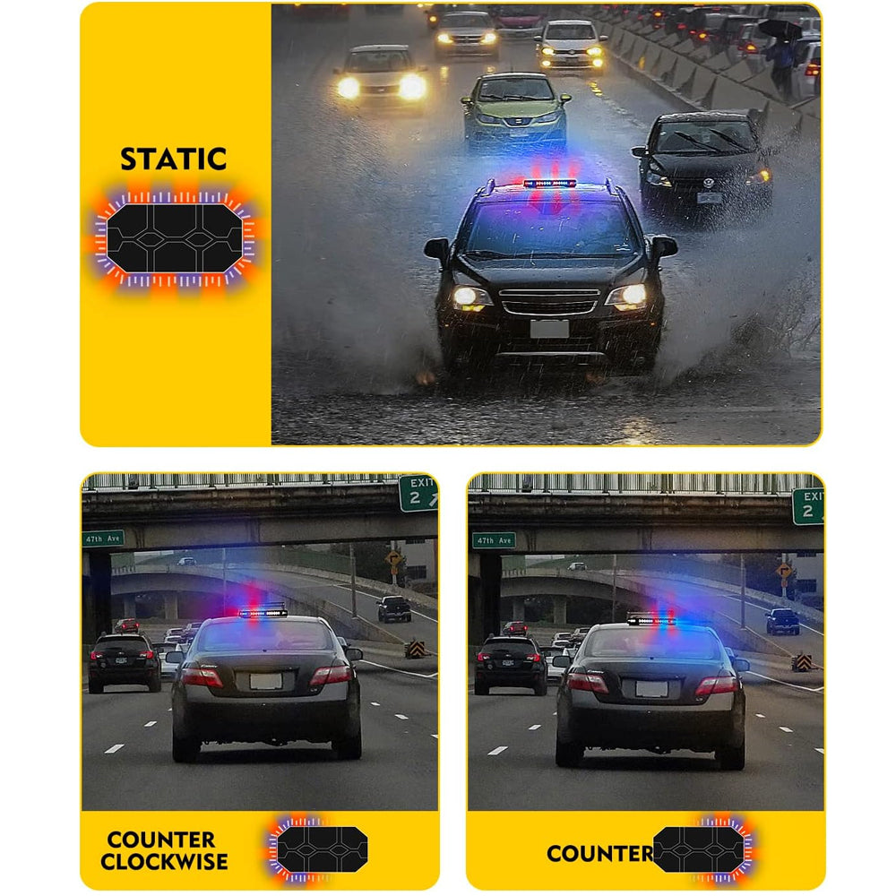 Red/Blue Magnetic Rooftop Strobe Beacon Light With Controller Flashing Lamp