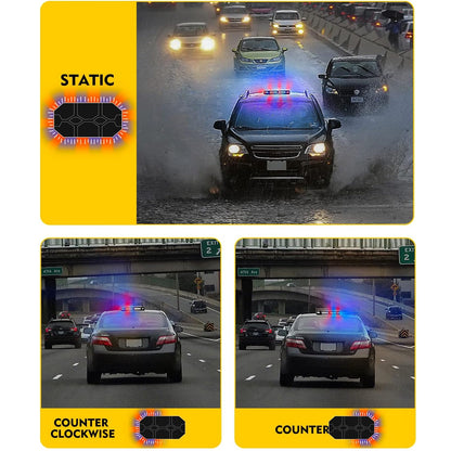 Red/Blue Magnetic Rooftop Strobe Beacon Light With Controller Flashing Lamp