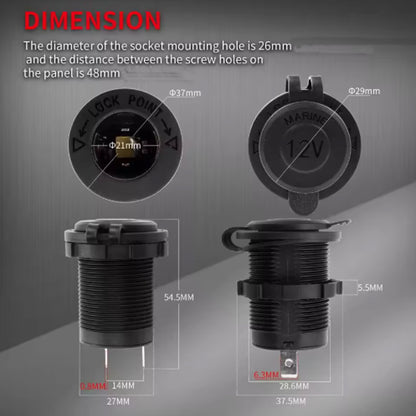 12V Car Cigarette Lighter Socket Female Power Adapter Plug Outlet with Cover LED