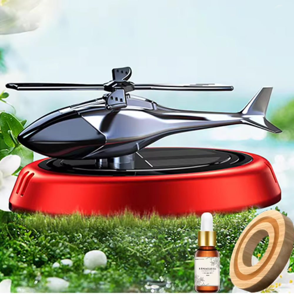 Solar Helicopter Car Air Freshener Rotating Aroma Diffuser Odour Remover