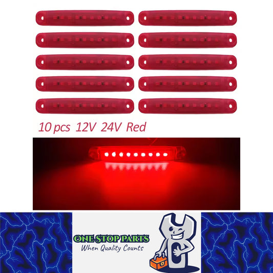 10 x Red LED Rear Marker Lamps 9SMD 12V/24V LED Rear Marker Lights (10pcs)