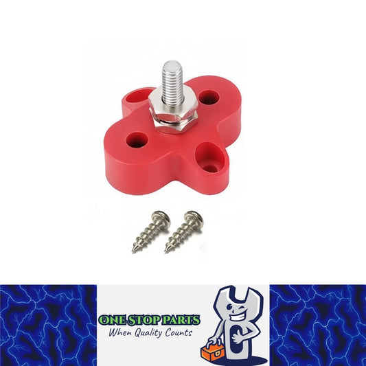 M6 Red Insulated Power Distribution Stud Terminal Block M6 Single Stud