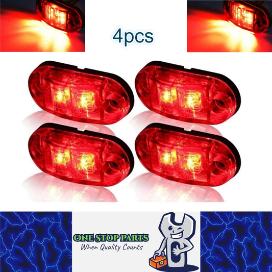 4 x Red Rear Marker Lamps ADR Compliant E Mark 12v/24v Multivolt (4pcs)