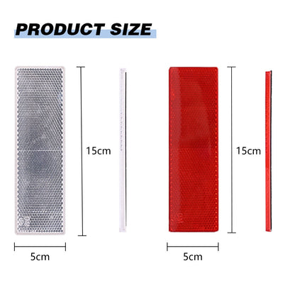 6 X White Reflectors Adhesive Backing Stick on White Reflectors 150x50mm 6pcs