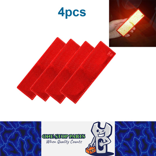 4 X Red Reflectors Adhesive Backing Stick on Red Reflectors 150x50mm 4pcs