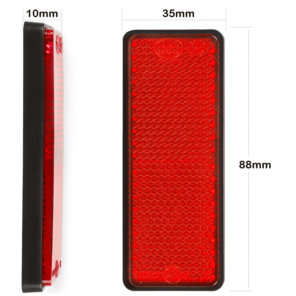 3 x Red Reflectors Adhesive Backing Stick on Red Reflectors 88x35mm 3pcs
