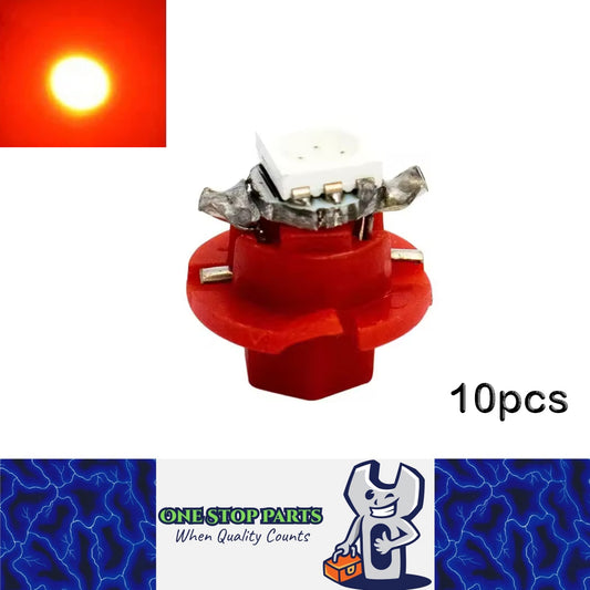 10 x Red T5 Cap B8.4D 5050 SMD Instrument Light Twist and Lock LED Dash Light
