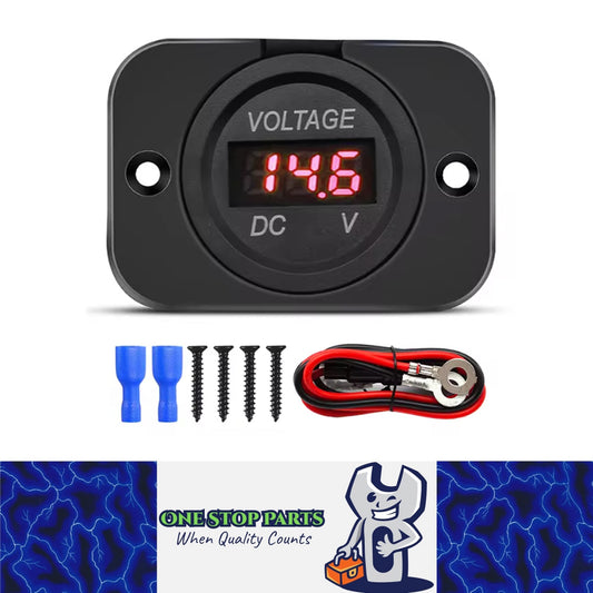 1 x Red LED Digital Voltmeter 12-24V Voltage Gauge Meter Panel with Cable