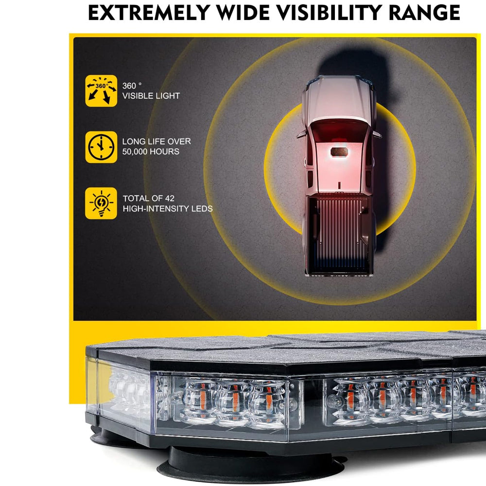 Red/White Magnetic Rooftop Strobe Beacon Light With Controller Warning Lamp